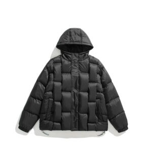 Male Quilted Jacket Winter Unisex Hooded Thickened Padded Jacket With Zip Outdoor